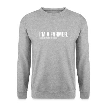 Farm, Farmer, Farmer Geschenk, Landwirt, Lustig - Unisex Pullover - Weißgrau meliert - Vorne - Alina (178cm) & Michal (187cm)