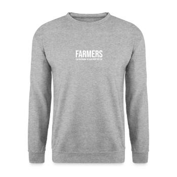 Farm, Farmer, Farmer Geschenk, Landwirt, Lustig - Unisex Pullover - Weißgrau meliert - Vorne - Alina (178cm) & Michal (187cm)