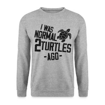 Sea Turtle Tortoise I Was Normal 2 - Unisex Pullover - Weißgrau meliert - Vorne - Alina (178cm) & Michal (187cm)