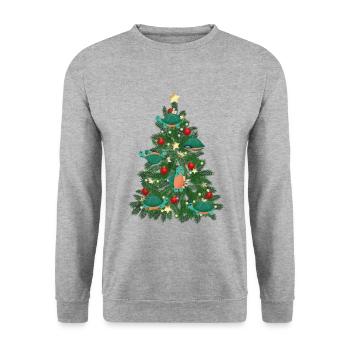 Sea Turtle Tortoise Christmas Tree - Unisex Sweatshirt - salt & pepper - Front - Alina (178cm) & Michal (187cm)