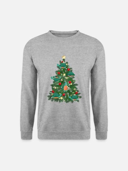 Sea Turtle Tortoise Christmas Tree - Unisex Pullover - Weißgrau meliert