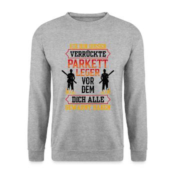 Dieser Verrückte Parkettleger Fußbodenleger - Unisex Pullover - Weißgrau meliert - Vorne - Alina (178cm) & Michal (187cm)