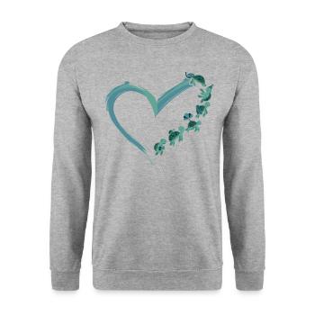 Sea Turtle Tortoise Heart - Unisex Pullover - Weißgrau meliert - Vorne - Alina (178cm) & Michal (187cm)