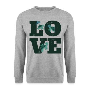 Sea Turtle Tortoise Love - Unisex Pullover - Weißgrau meliert - Vorne - Alina (178cm) & Michal (187cm)
