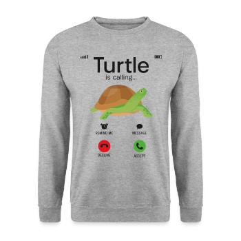 Sea Turtle Tortoise Phone Display - Unisex Sweatshirt - salt & pepper - Front - Alina (178cm) & Michal (187cm)