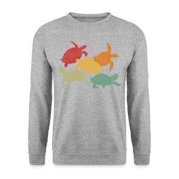 Sea Turtle Tortoise Retro Vintage - Sweat-shirt Unisexe - gris chiné - Devant - Alina (178cm) & Michal (187cm)