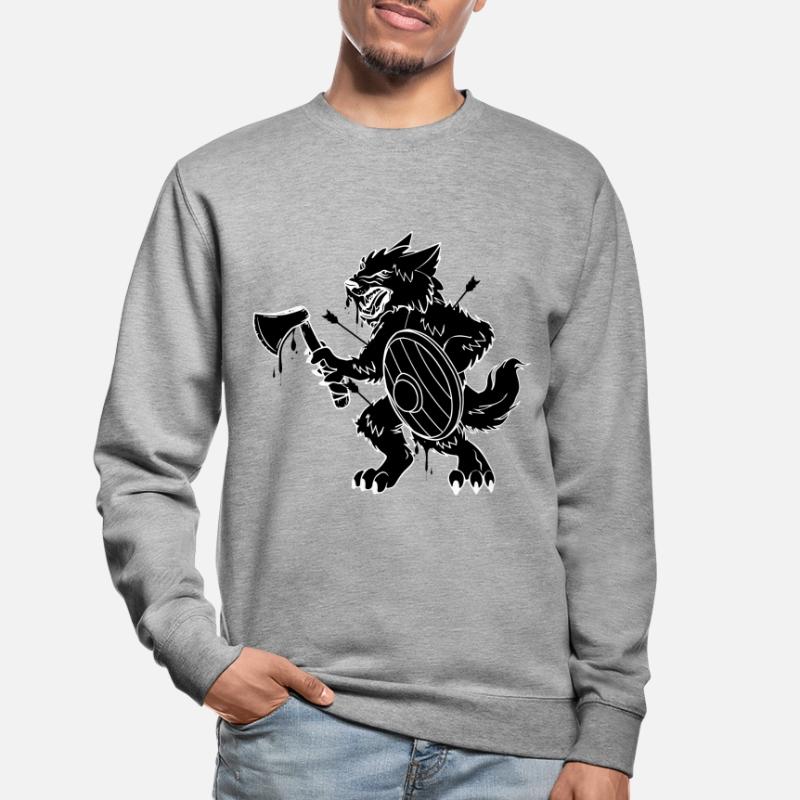 Wikinger Geschenkidee Mann Wolf Krieger Wikinger Unisex Pullover