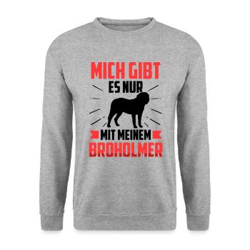 Nur mit meinem Broholmer Dänische Dogge - Unisex Pullover - Weißgrau meliert - Vorne - Alina (178cm) & Michal (187cm)