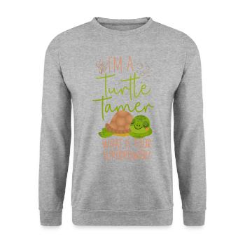 Sea Turtle Tortoise I'm A Turtle - Unisex Pullover - Weißgrau meliert - Vorne - Alina (178cm) & Michal (187cm)