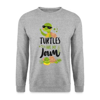 Sea Turtle Tortoise Sunglasses - Unisex Pullover - Weißgrau meliert - Vorne - Alina (178cm) & Michal (187cm)