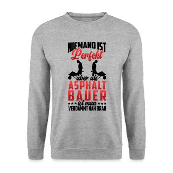 Asphaltbauer sind perfekt Straßenbauer - Unisex Pullover - Weißgrau meliert - Vorne - Alina (178cm) & Michal (187cm)