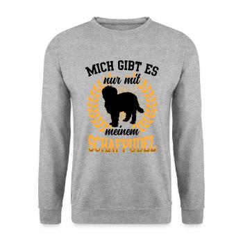 Mich gibt es nur mit Schafpudel Hütepudel - Unisex Pullover - Weißgrau meliert - Vorne - Alina (178cm) & Michal (187cm)