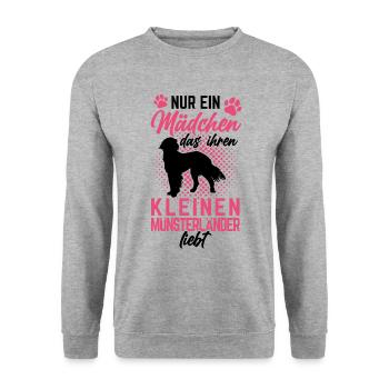 Nur ein Mädchen das Kleiner Münsterländer liebt - Unisex Pullover - Weißgrau meliert - Vorne - Alina (178cm) & Michal (187cm)