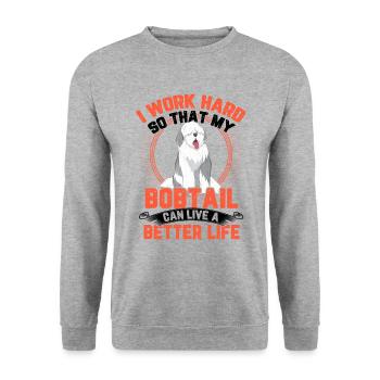 Work for Bobtail Old English Shepherd - Unisex Sweatshirt - salt & pepper - Front - Alina (178cm) & Michal (187cm)