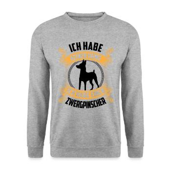 Ich habe einen Zwergpinscher Rehpinscher - Unisex Pullover - Weißgrau meliert - Vorne - Alina (178cm) & Michal (187cm)