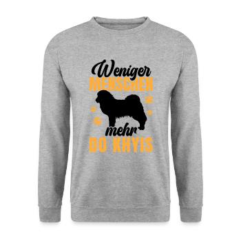 Mehr Do Khyi Tibetmastiff Tibetdogge - Unisex Pullover - Weißgrau meliert - Vorne - Alina (178cm) & Michal (187cm)