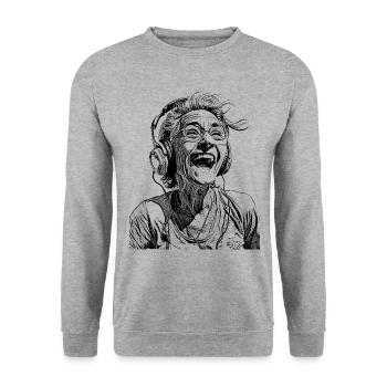 Rocking Wisdom T-Shirt – Music for joie de vivre! - Unisex Sweatshirt - salt & pepper - Front - Alina (178cm) & Michal (187cm)
