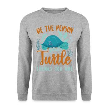 Sea Turtle Tortoise Be The Person - Unisex Pullover - Weißgrau meliert - Vorne - Alina (178cm) & Michal (187cm)