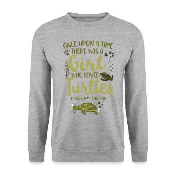 Sea Turtle Tortoise Once Upon A - Unisex Sweatshirt - salt & pepper - Front - Alina (178cm) & Michal (187cm)