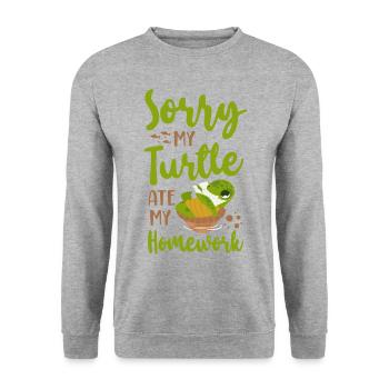 Sea Turtle Tortoise Sorry My - Unisex Sweatshirt - salt & pepper - Front - Alina (178cm) & Michal (187cm)