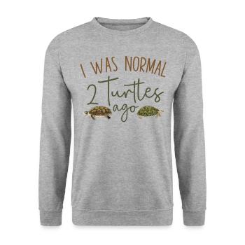 Sea Turtle Tortoise I Was Normal 2 - Unisex Pullover - Weißgrau meliert - Vorne - Alina (178cm) & Michal (187cm)
