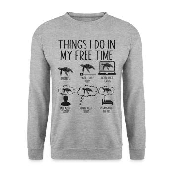 Sea Turtle Tortoise Things I Do In - Unisex Pullover - Weißgrau meliert - Vorne - Alina (178cm) & Michal (187cm)