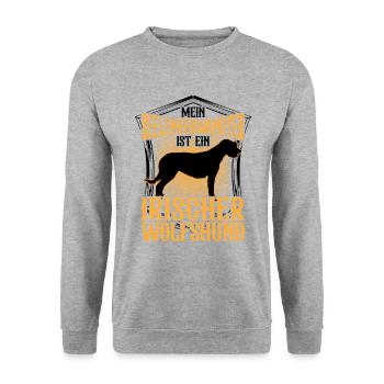 Irischer Wolfshund ist mein Seelenverwandter - Unisex Pullover - Weißgrau meliert - Vorne - Alina (178cm) & Michal (187cm)