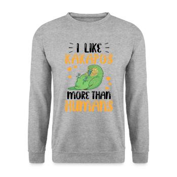 Kakapo ressemble plus à un perroquet incapable de voler Kakapo - Sweat-shirt Unisexe - gris chiné - Devant - Alina (178cm) & Michal (187cm)