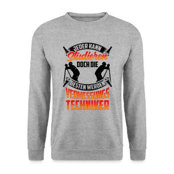 Besten werden Vermessungstechniker Vermesser - Unisex Pullover - Weißgrau meliert - Vorne - Alina (178cm) & Michal (187cm)
