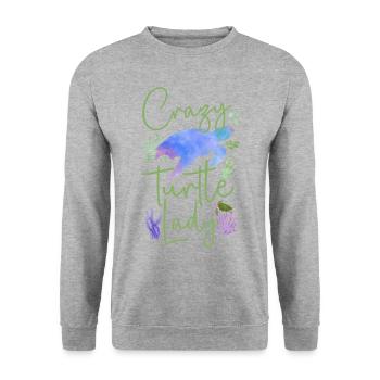 Sea Turtle Tortoise Watercolor - Unisex Pullover - Weißgrau meliert - Vorne - Alina (178cm) & Michal (187cm)