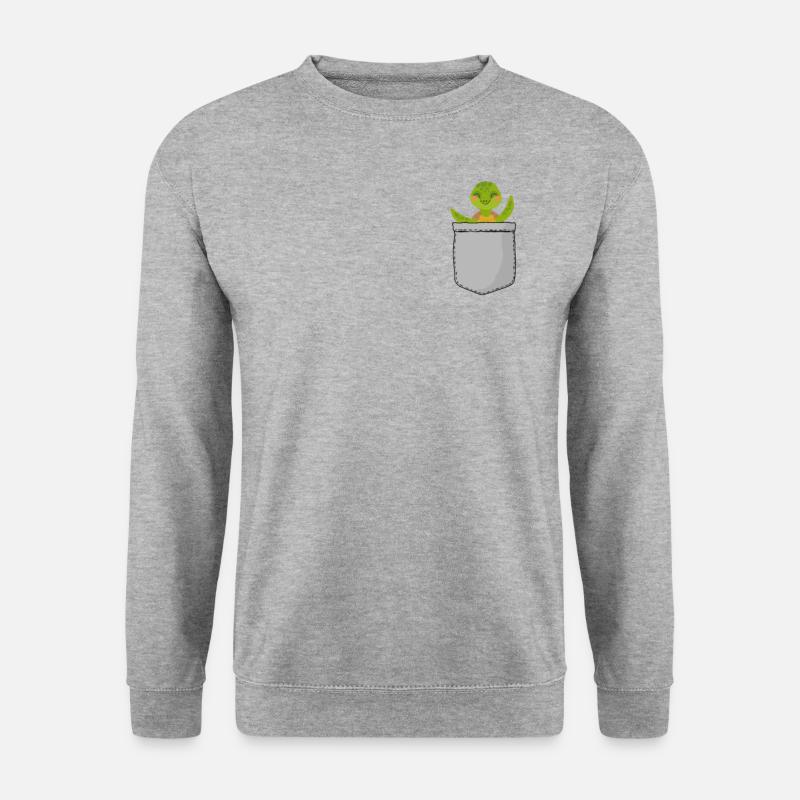 Sea Turtle Tortoise Pocket - Unisex Pullover - Weißgrau meliert