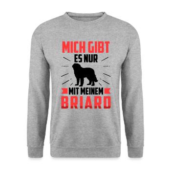 Nur mit meinem Briard Berger de Brie - Unisex Pullover - Weißgrau meliert - Vorne - Alina (178cm) & Michal (187cm)