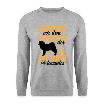 Vorsicht vor dem Do Khyi Tibetmastiff Tibetdogge - Unisex Pullover - Weißgrau meliert - Vorne - Alina (178cm) & Michal (187cm)