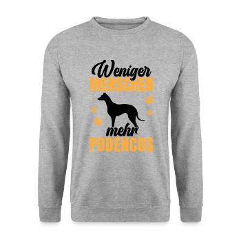 Mehr Podencos spanischer Windhund - Unisex Pullover - Weißgrau meliert - Vorne - Alina (178cm) & Michal (187cm)