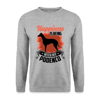 Podenco makes happy Spanish greyhound - Unisex Sweatshirt - salt & pepper - Front - Alina (178cm) & Michal (187cm)