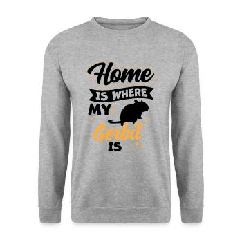 Gerbille est ma maison Rat de course Gerbille - Sweat-shirt Unisexe - gris chiné - Devant - Alina (178cm) & Michal (187cm)