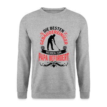 Gebäudereiniger wird zum Papa Fensterputzer - Unisex Pullover - Weißgrau meliert - Vorne - Alina (178cm) & Michal (187cm)