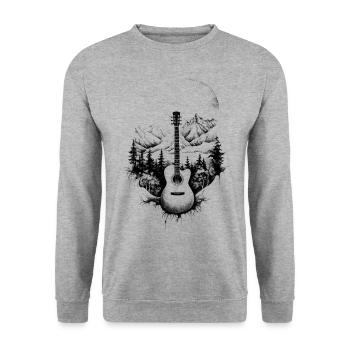 Guitare acoustique Paysage Guitariste Cadeau - Sweat-shirt Unisexe - gris chiné - Devant - Alina (178cm) & Michal (187cm)