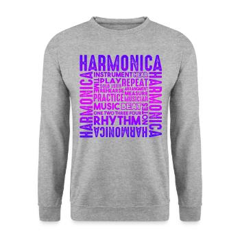 Harmonica Things About Harmonica - Unisex Sweatshirt - salt & pepper - Front - Alina (178cm) & Michal (187cm)