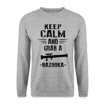 KEEP CALM AND GRAB A BAZOOKA - Unisex Sweatshirt - salt & pepper - Front - Alina (178cm) & Michal (187cm)