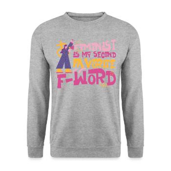 Feminist Feminist Is My Second - Unisex Sweatshirt - salt & pepper - Front - Alina (178cm) & Michal (187cm)