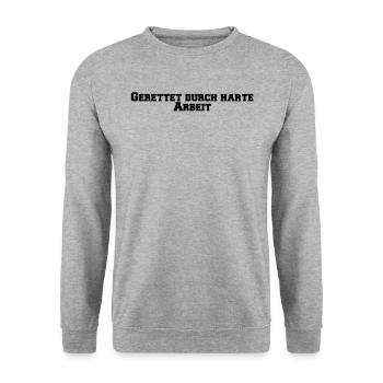 Feuerwehr - Gerettet durch harte Arbeit - Unisex Pullover - Weißgrau meliert - Vorne - Alina (178cm) & Michal (187cm)