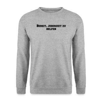 Feuerwehr - Bereit, jederzeit zu helfen - Unisex Pullover - Weißgrau meliert - Vorne - Alina (178cm) & Michal (187cm)