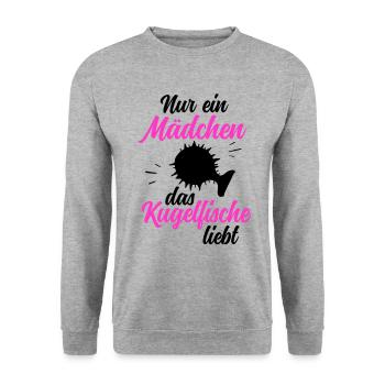Mädchen das Kugelfisch liebt Riesenkugelfisch - Unisex Pullover - Weißgrau meliert - Vorne - Alina (178cm) & Michal (187cm)