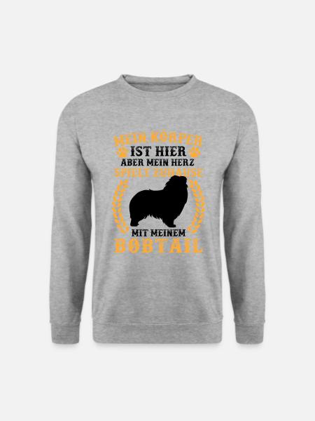 Spiele mit Bobtail Altenglischer Schäferhund - Unisex Pullover - Weißgrau meliert