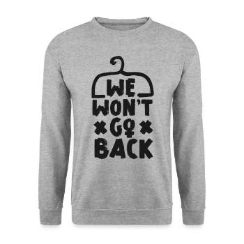 Feminist Cloth Hanger We Won't Go - Unisex Sweatshirt - salt & pepper - Front - Alina (178cm) & Michal (187cm)