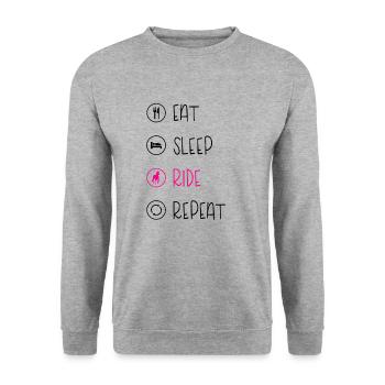 EAT SLEEP RIDE , Horses - Unisex Sweatshirt - salt & pepper - Front - Alina (178cm) & Michal (187cm)