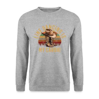 Line dancing is my cardio, line dancing - Unisex Pullover - Weißgrau meliert - Vorne - Alina (178cm) & Michal (187cm)