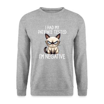 i had my patience tested - Unisex Pullover - Weißgrau meliert - Vorne - Alina (178cm) & Michal (187cm)