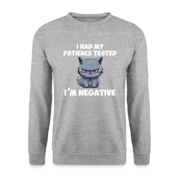 i had my patience tested - Unisex Pullover - Weißgrau meliert - Vorne - Alina (178cm) & Michal (187cm)